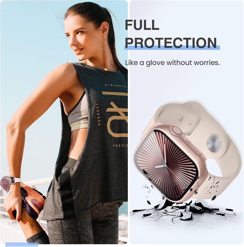 Tensea [3PCS for Apple Watch Screen Protector Case Series 11/10 42mm Accessories, iWatch Protective Face Cover for Women Men, Tempered Glass Film Hard Bumper for iPhone Watch 42 mm - Image 3